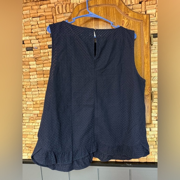 NWT GAP TALL navy eyelet peplum cotton tank top size XLT - Picture 5 of 6